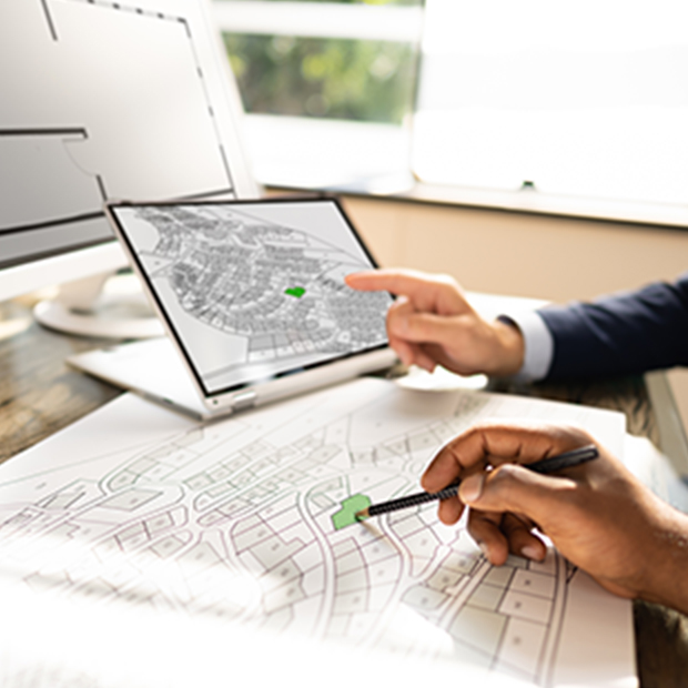 図面を確認している様子